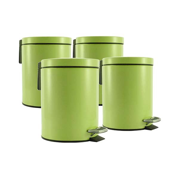 Soga 4X Foot Pedal Stainless Steel Rubbish Garbage Bin Round 12L Green