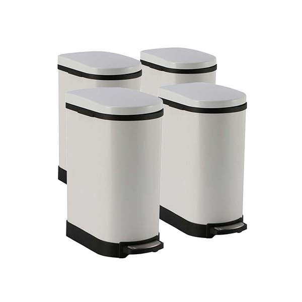 Soga 4X 10L Foot Pedal Stainless Steel Rubbish Garbage Bin U White