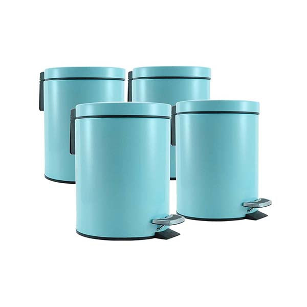 Soga 4X 7L Foot Pedal Stainless Steel Rubbish Garbage Bin Round Blue