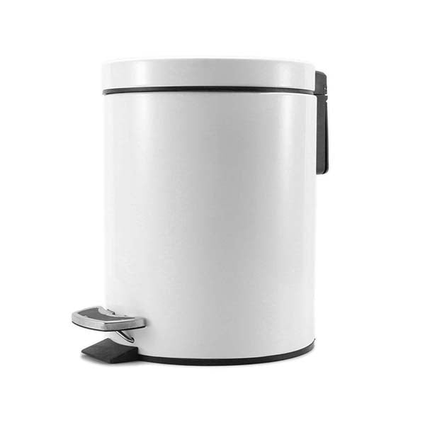 Soga Foot Pedal Stainless Steel Garbage Waste Trash Bin Round 12L Whte