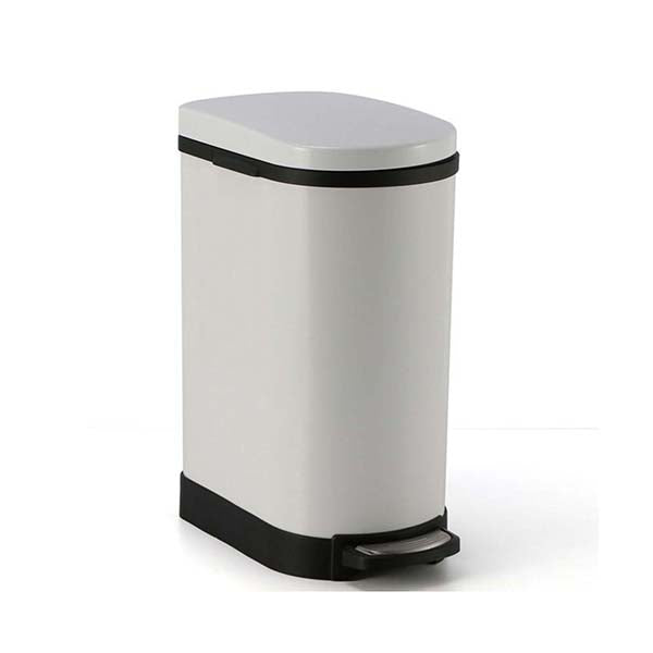 Soga Foot Pedal Stainless Steel Garbage Waste Trash Bin 10L U White