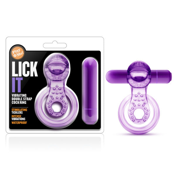 Play With Me - Lick It - Purple Vibrating Cock & Ball Rings