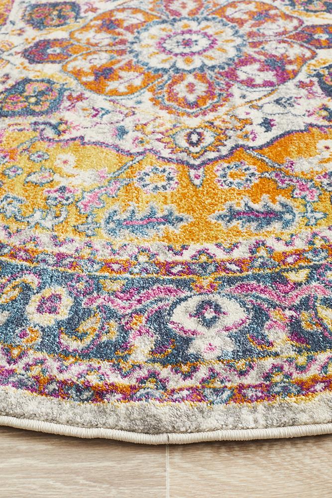 Babylon Round Multi Coloured Rug