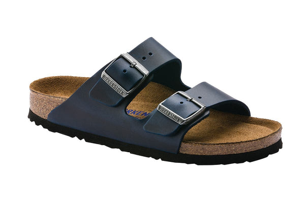 Birkenstock Arizona Oiled Leather Soft Footbed Sandal (Blue, Size 40 EU)