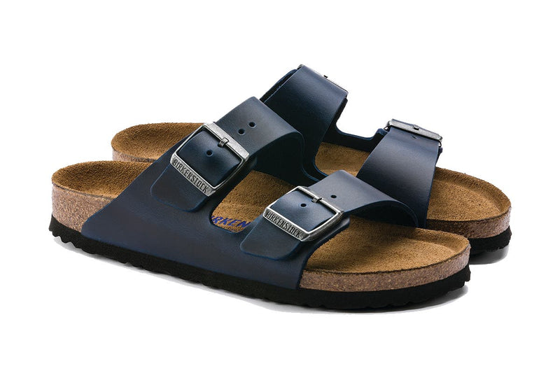 Birkenstock Arizona Oiled Leather Soft Footbed Sandal (Blue, Size 36 EU)