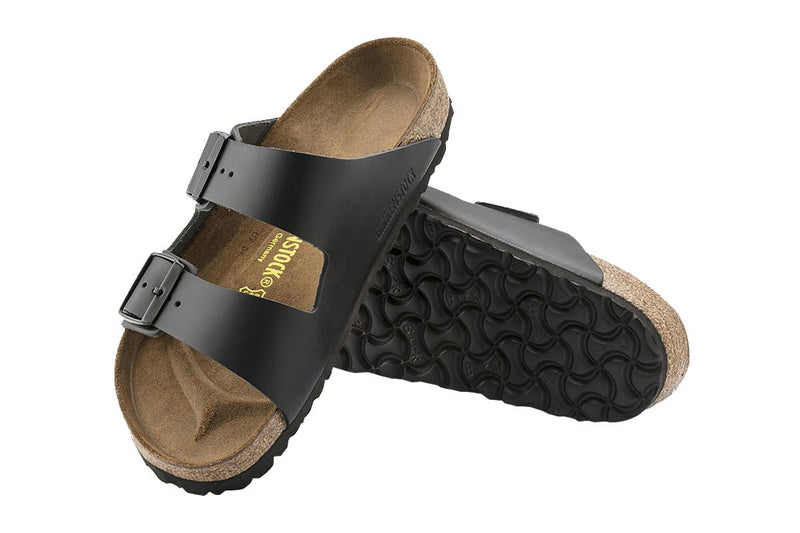 Birkenstock Arizona Natural Leather Sandal (Black, Size 40 EU)