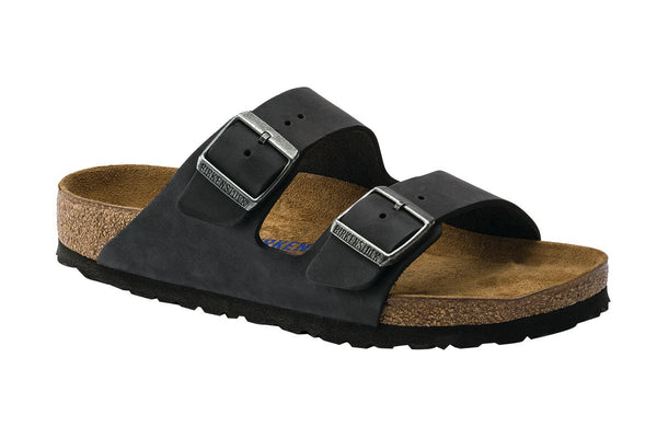 Birkenstock Arizona Oiled Leather Soft Footbed Sandal (Black, Size 36 EU)