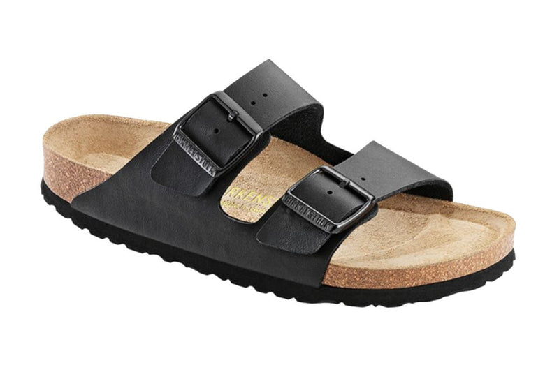 Birkenstock Arizona Suede Leather Soft Footbed Sandal (Black, Size 41 EU)