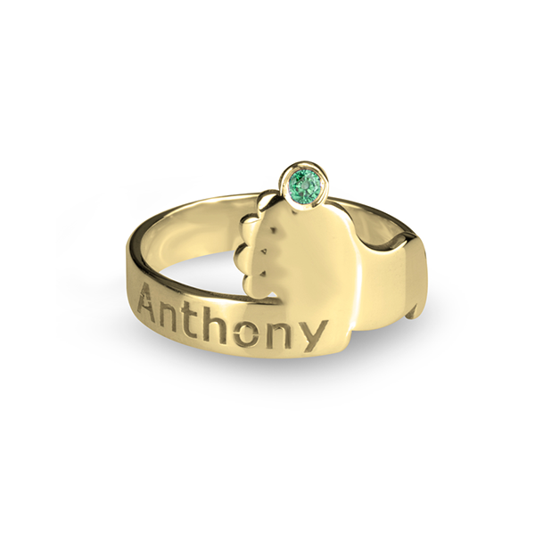 Baby Feet Ring With Birthstone