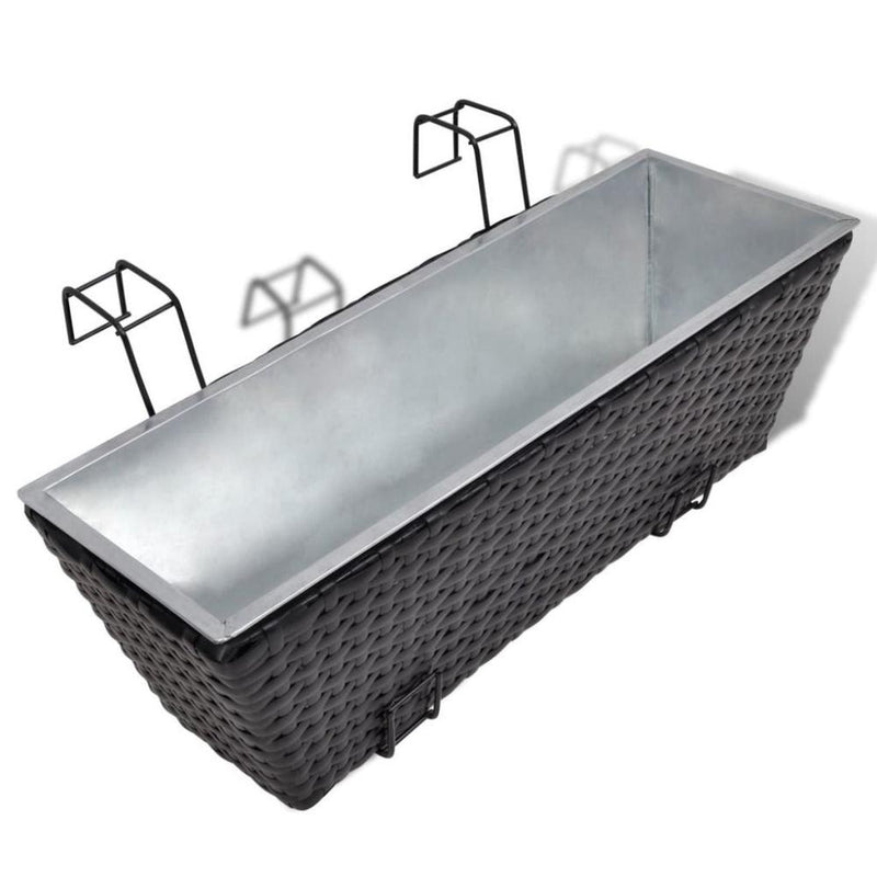 Balcony Trapezoid Rattan Planter Set 50cm - Black (2 pcs.)