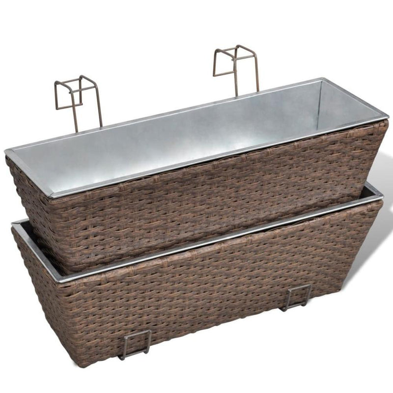 Balcony Trapezoid Rattan Planter Set 50cm - Brown (2 pcs.)