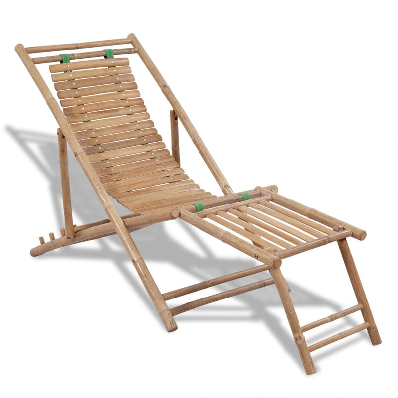 Bamboo Deck Chair with Footrest