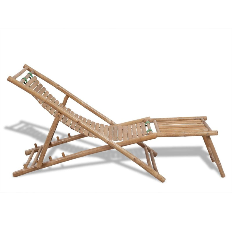 Bamboo Deck Chair with Footrest