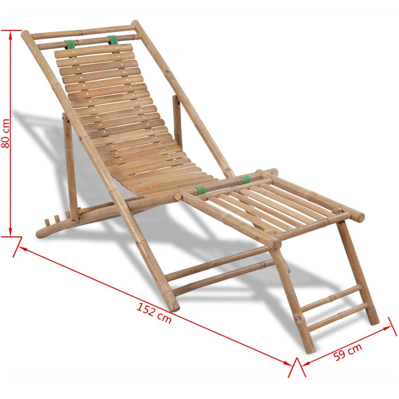 Bamboo Deck Chair with Footrest