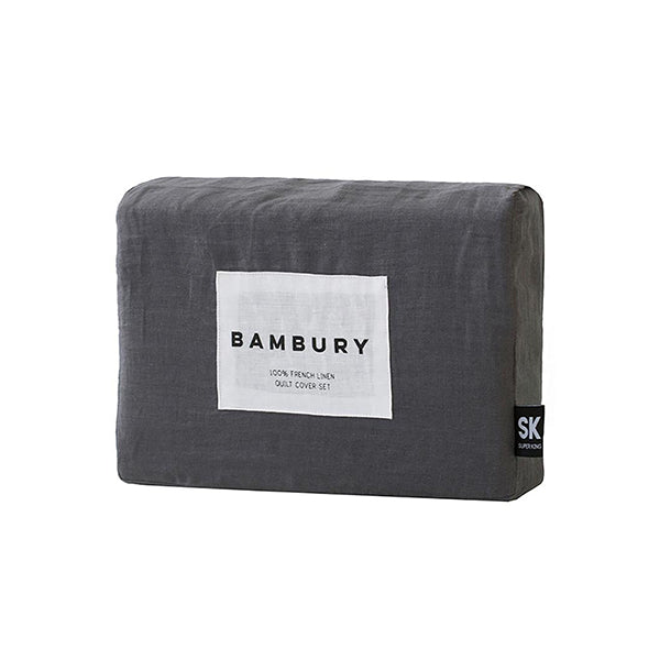 Bambury Linen Quilt Cover Set Charcoal