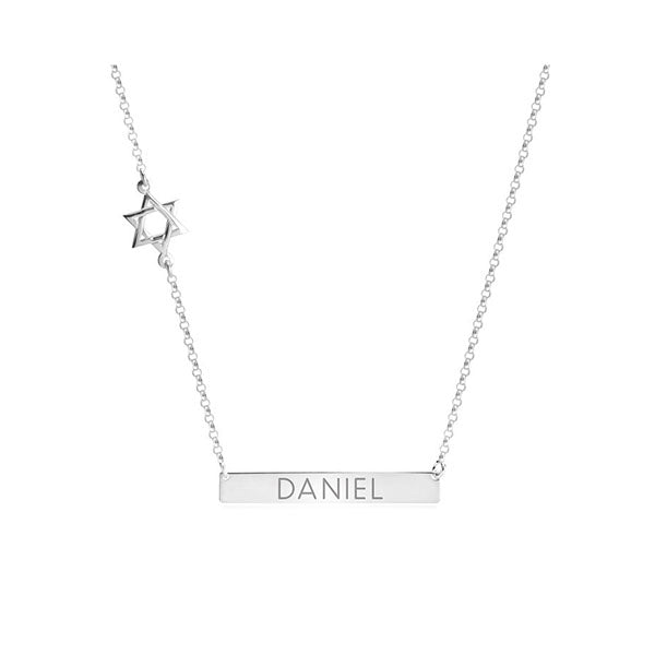 Bar Necklace With Star Of David Charm