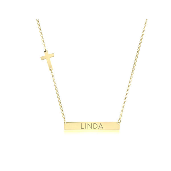 Bar Necklace with Cross Charm