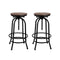 Bar Stool Industrial Round Seat Wood Metal Set Of 2