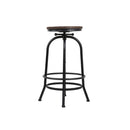 Bar Stool Industrial Round Seat Wood Metal Set Of 2