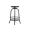 Bar Stool Industrial Round Seat Wood Metal Set Of 2