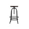 Bar Stool Industrial Round Seat Wood Metal Set Of 2