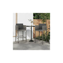 Bar Stools 2 Pcs Poly Rattan With Cushions Grey
