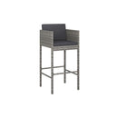 Bar Stools 2 Pcs Poly Rattan With Cushions Grey