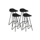 Bar Stools 4 Pcs Black Real Leather