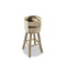 Bar Stool Real Leather Teak Round