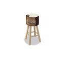 Bar Stool Real Leather Teak Round