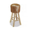 Bar Stool Real Leather Teak Round