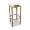 Bar Stool Real Leather Teak Square