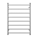 Bathroom Electric Heated Towel Rail Rack 8 Rungs Round Silver