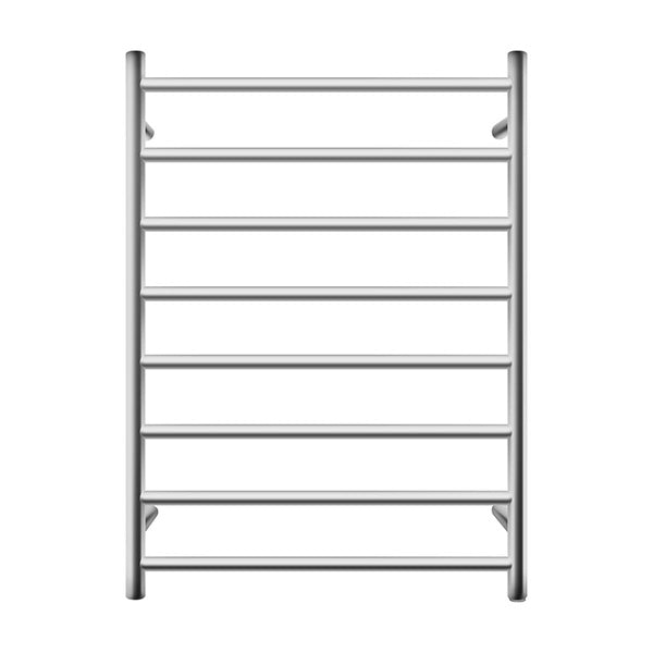 Bathroom Electric Heated Towel Rail Rack 8 Rungs Round Silver