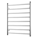 Bathroom Electric Heated Towel Rail Rack 8 Rungs Round Silver