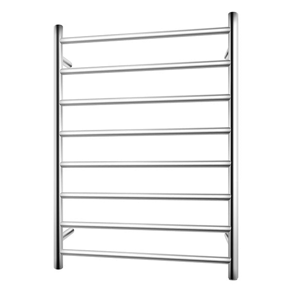 Bathroom Electric Heated Towel Rail Rack 8 Rungs Round Silver