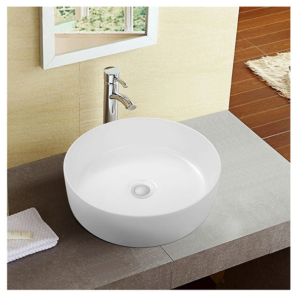 35X35Cm Bathroom Sink Hand Wash Bowl Ceramic Basin Round Gloss White