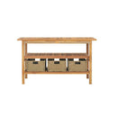 Bathroom Vanity Cabinet With 3 Baskets Solid Wood Teak 132 X 45 X 75 Cm