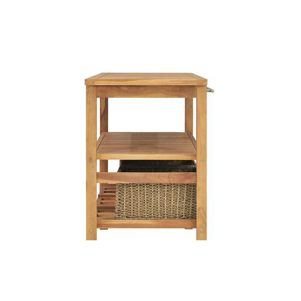 Bathroom Vanity Cabinet With 3 Baskets Solid Wood Teak 132 X 45 X 75 Cm