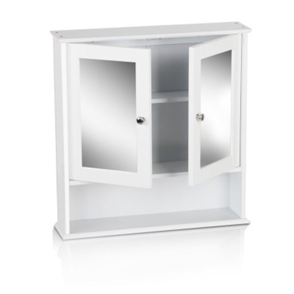 Bathroom Tallboy Storage Cabinet With Mirror - White