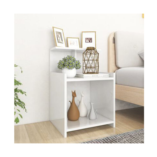 Bed Cabinets 2 Pcs High Gloss White 40 X 35 X 60 Cm Chipboard