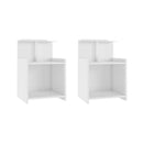 Bed Cabinets 2 Pcs High Gloss White 40 X 35 X 60 Cm Chipboard
