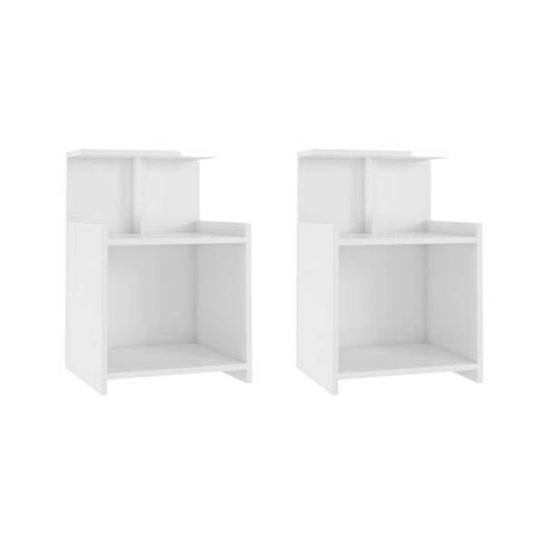 Bed Cabinets 2 Pcs High Gloss White 40 X 35 X 60 Cm Chipboard