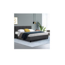 Bed Frame Base Mattress Fabric Wooden Charcoal