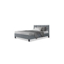 Bed Frame Base Mattress Platform Fabric Wooden Grey