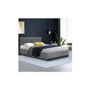 Bed Frame Base Mattress Platform Fabric Wooden Grey