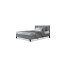 Bed Frame Base Mattress Platform Fabric Wooden Grey