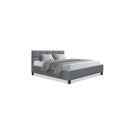 Bed Frame Base Mattress Platform Fabric Wooden Grey