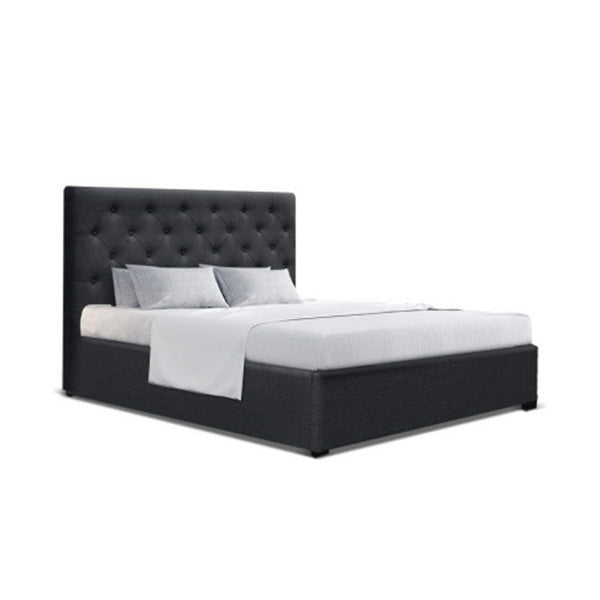 Bed Frame Base With Storage Fabric Charcoal Double Size