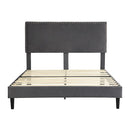 Bed Frame Mattress Base Platform Velvet Wooden Headboard Grey
